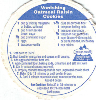 Quaker Oatmeal Recipe Cookies