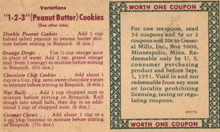 1-2-3 Peanut Butter Cookies Vintage Recipe Pamphlet - Click To View Larger