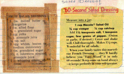 Vintage Salad Dressing Recipe Clippings
