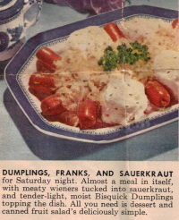 Dumplings Franks & Sauerkraut - Betty Crocker 1959