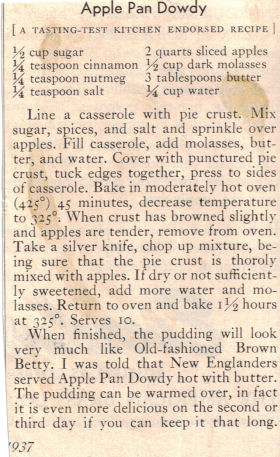 Apple Pan Dowdy Recipe Clipping
