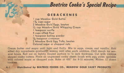 Beatrice Cooke's Gebackenes Recipe Card - Click To View Larger