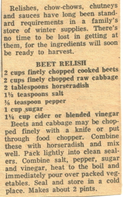 Beet Relish Clipping