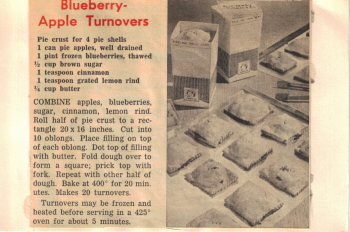 Blueberry Apple Turnovers Vintage Recipe Card - Click To View Larger