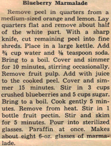 Blueberry Marmalade Recipe Clipping