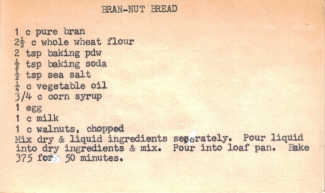 Bran Nut Bread Recipe Card - Click To View Larger