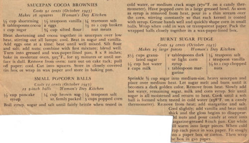 Three Recipes Woman's Day Kitchen October 1943 - Click To View Larger Image