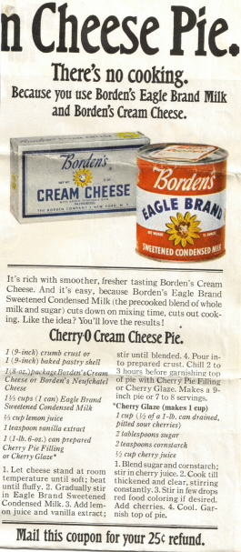 Cherry-O Cream Cheese Pie Clipping - Recipecurio.com