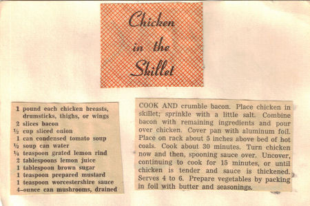 Chicken In The Skillet Recipe Clipping