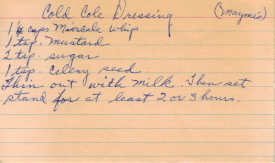 Handwritten Recipe Card For Cole Slaw Dressing - Click To View Larger