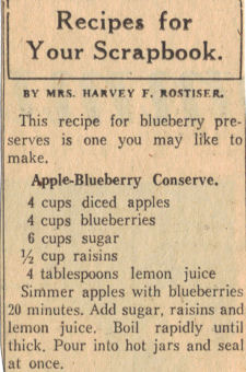 Apple Blueberry Conserve Recipe Clipping
