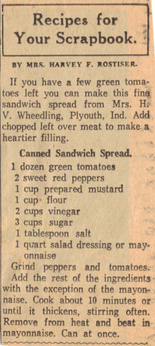 Canned Sandwich Spread Recipe Clipping