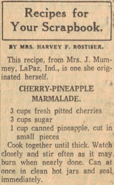 Cherry Pineapple Marmalade Recipe Clipping