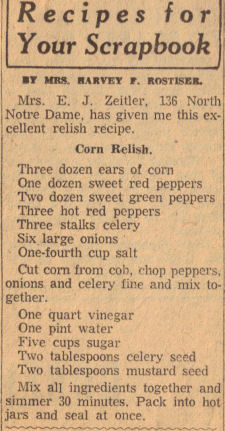 Corn Relish Recipe Clipping