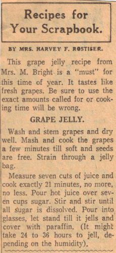 Vintage Grape Jelly Recipe Clipping