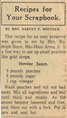 Hoosier Sauce Recipe - Vintage Clipping