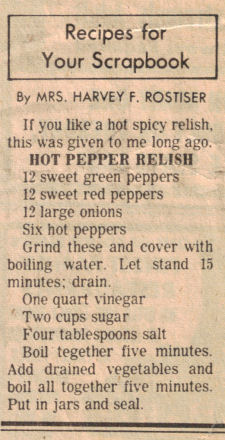 Hot Pepper Relish Recipe Clipping