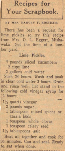 Vintage Lime Pickles Recipe Clipping