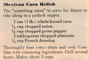 Mexican Corn Relish Recipe Clipping