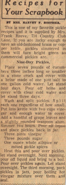 Nine Day Pickles Recipe