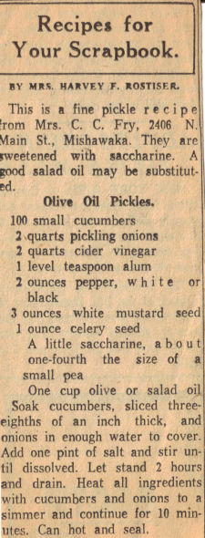 Olive Oil Pickles Recipe Clipping