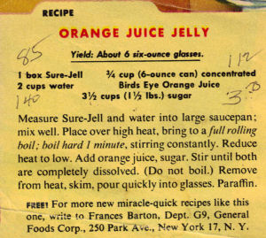 Orange Juice Jelly Vintage Recipe Clipping