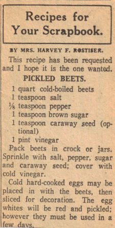 Pickled Beets Recipe Clipping