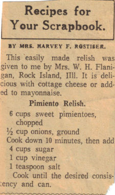 Pimiento Relish Recipe Clipping