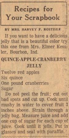 Quince Apple Cranberry Jelly Recipe Clipping