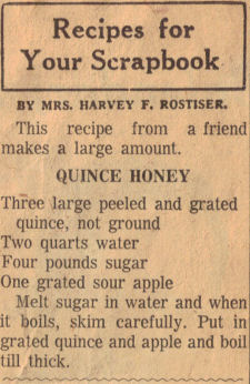 Quince Honey Recipe Clipping