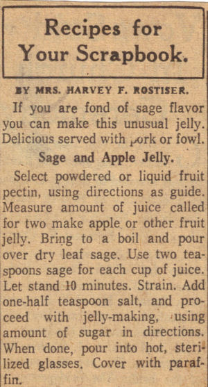 Sage & Apple Jelly Recipe Clipping