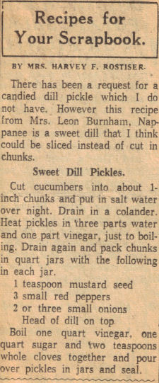 Sweet Dill Pickles Recipe Clipping