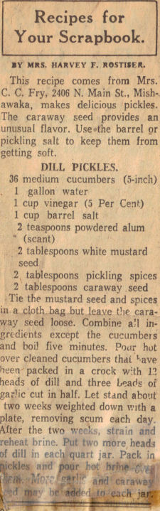 Vintage Dill Pickles Recipe Clipping