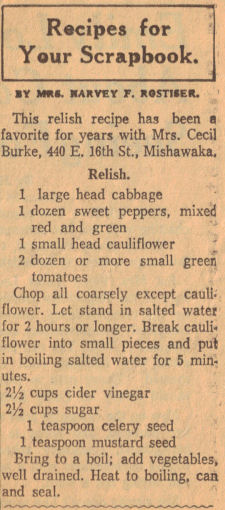 Vintage Cabbage Relish Recipe