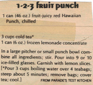 1-2-3 Fruit Punch Recipe Clipping
