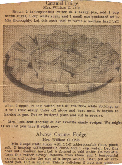 Two Fudge Recipes: Vintage Clipping