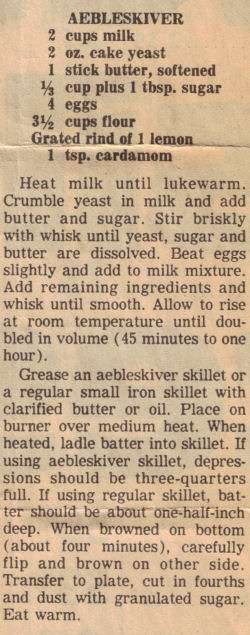 Aebleskiver Recipe Clipping