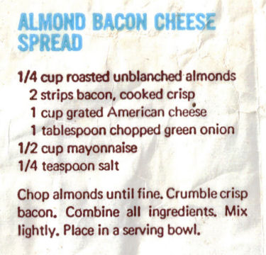 Almond Bacon Cheese Spread Recipe Clipping