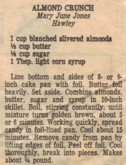Almond Crunch Candy Recipe Clipping