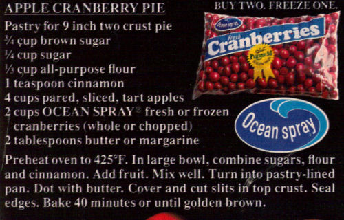 Apple Cranberry Pie Recipe Clipping
