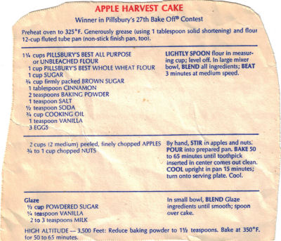 Apple Harvest Cake Recipe Clipping