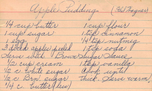 Apple Pudding Recipe Card