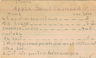 Handwritten Apple Sauce Recipes