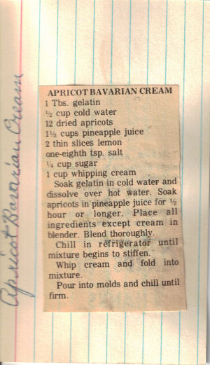 Apricot Bavarian Cream Recipe Clipping