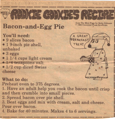 Bacon And Egg Pie Recipe Clipping