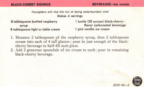 Black-Cherry Bounce Vintage Recipe Card
