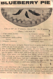 Blueberry Pie Lemon Pastry Recipe Clipping - Click To View Larger