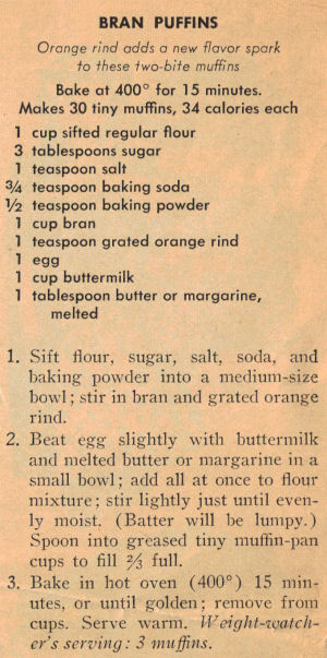 Vintage Bran Puffins Recipe Clipping