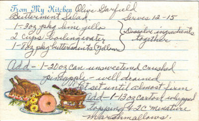 Handwritten Buttermint Salad Recipe