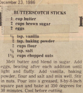 Butterscotch Sticks Recipe